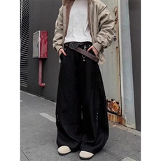 网图-K889-P6825春装重工休闲弯刀裤宽松直筒拖地裤，男装休闲裤，电商B327