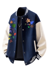 立体白底美式呢料印花设计M-5XL大码棒球服夹克男NL78104P69控108，男装夹克，星座227-7