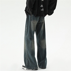 221-1高品质美式复古做旧水洗微喇叭显瘦牛仔裤K8006-P55控78，男装牛仔裤，星座221-1