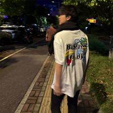 万针全刺绣工艺抖音得物高品质260克重磅纯棉双纱美式高街短袖T恤，男装T恤，电商A486
