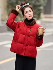 现货！现货！现货！2025年冬季人丝提花新中式白鸭绒羽绒服，女装羽绒服，衣之秀