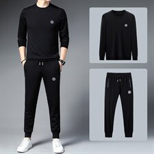秋季新款休闲运动套装男士圆领印花t恤上衣中青年薄款两件套，男装休闲套装，电商B212（原钱塘6029）