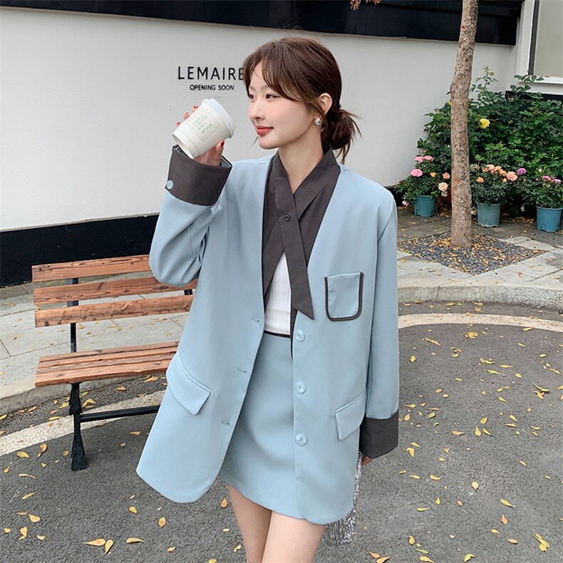设计感小众不撞衫假两件西装套装女2025春季新款高级感西服两件套,女装套装/套裙,浙宝212A