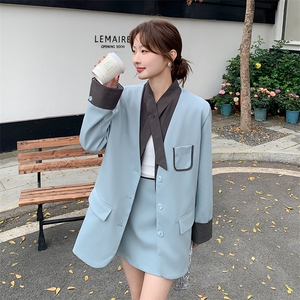设计感小众不撞衫假两件西装套装女2025春季新款高级感西服两件套图片