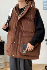 冬款加棉宽松连帽棉服港风马甲背心棉衣外套男士8130-P95控价118，男装背心/马甲，电商A441-1