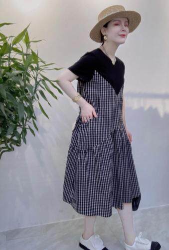现货，格子撞色连衣裙，女装连衣裙，瑟拉·女人缘