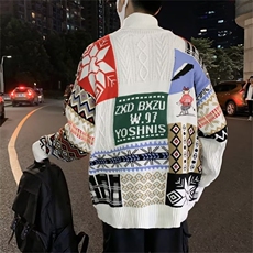 拼接圣诞毛衣男女情侣装红色高领针织打底衫欧美潮牌外套冬，男装针织衫/毛衣，星座410-7
