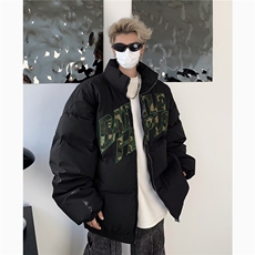 冬季立领棉衣外套男绣花潮牌休闲日系潮流青少年复古运动棉服，男装棉衣，星座716-2