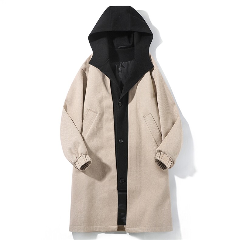 得物外贸数据大货风衣男中长款假两件毛呢大衣男F119-P125白底A，男装风衣，星座401