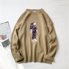 秋冬新款原创设计宇航员刺绣宽松情侣针织衫毛衣男1053/，男装针织衫/毛衣，星座1501