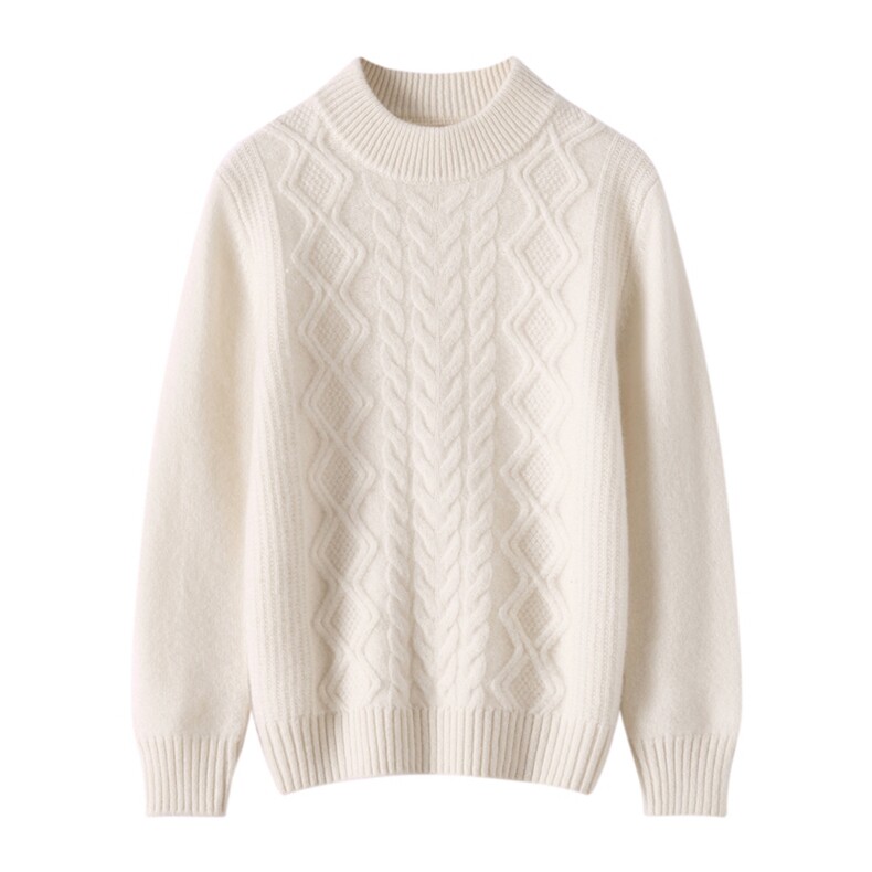 2025时尚百搭通勤简约休闲半高领加厚绞花，童装儿童羊绒衫，牧皓研