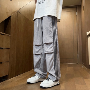 得物二开 春季新款撞色侧条纹伞兵裤宽松直筒休闲运动裤 K501-P32图片