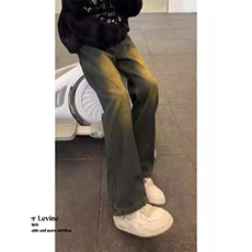 美式复古蓝牛仔裤男生新款裤子潮牌高街宽松休闲微喇裤NZ736，男装牛仔裤，星座208-5