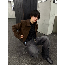 网图短款麂皮绒夹克秋季时尚外套1209-1-JK27-P78，男装夹克，星座1209-1