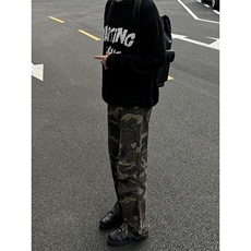 B221美式ins高街暗黑拉链休闲迷彩牛仔裤LK24156-P65控88，男装牛仔裤，电商B221