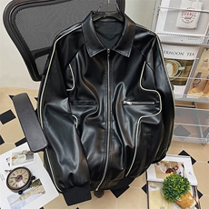 1中性风平铺皮衣男大码情侣潮美式机车皮夹克男JK7718P78控105，男装夹克，星座226-2