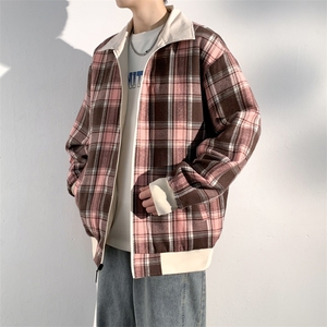 双面穿休闲百搭仿皮衣外套格子机车服高级感夹克A406 JK6003 P80图片