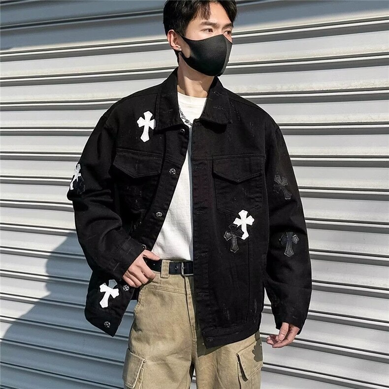 港风牛仔夹克男新款ins潮牌高街外套秋季oversize高级感痞帅衣服图片