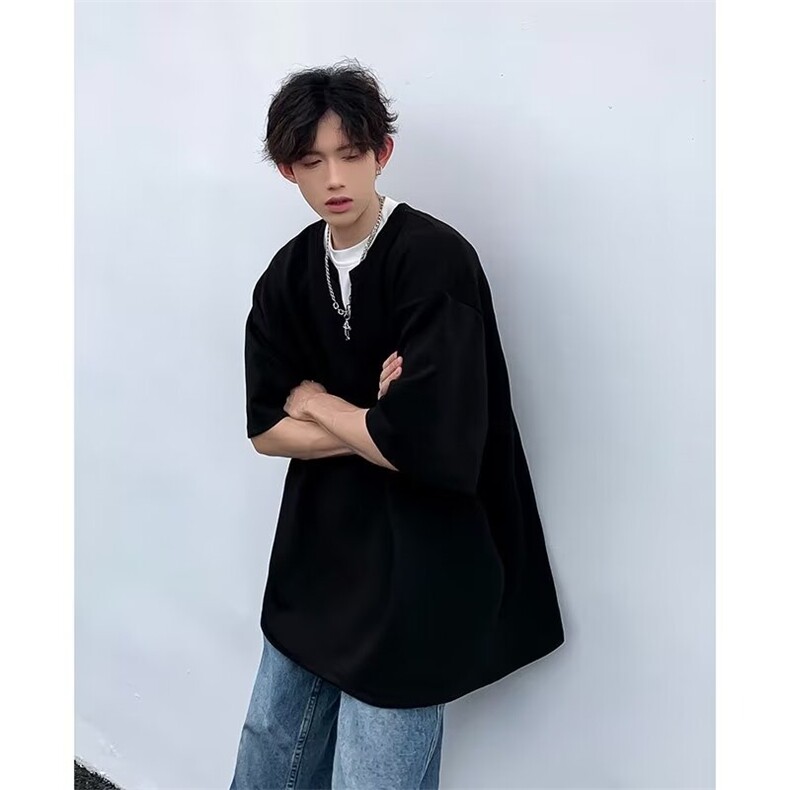 2024春夏季新款纯棉包边假两件男休闲圆领短袖T恤DT28P38,男装T恤,星座1116-2