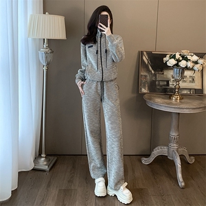 女春季新款立领开衫卫衣阔腿裤休闲两件套