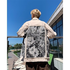 2024秋冬牛仔外套男女韩版潮流拼接宽松百搭高街ins夹克W6154-P73，男装夹克，星座412-3