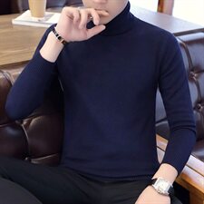 9630高领毛衣男士加绒纯色青年韩版潮宽松加厚针织打底衫，男装针织衫/毛衣，电商D310（原电商305）