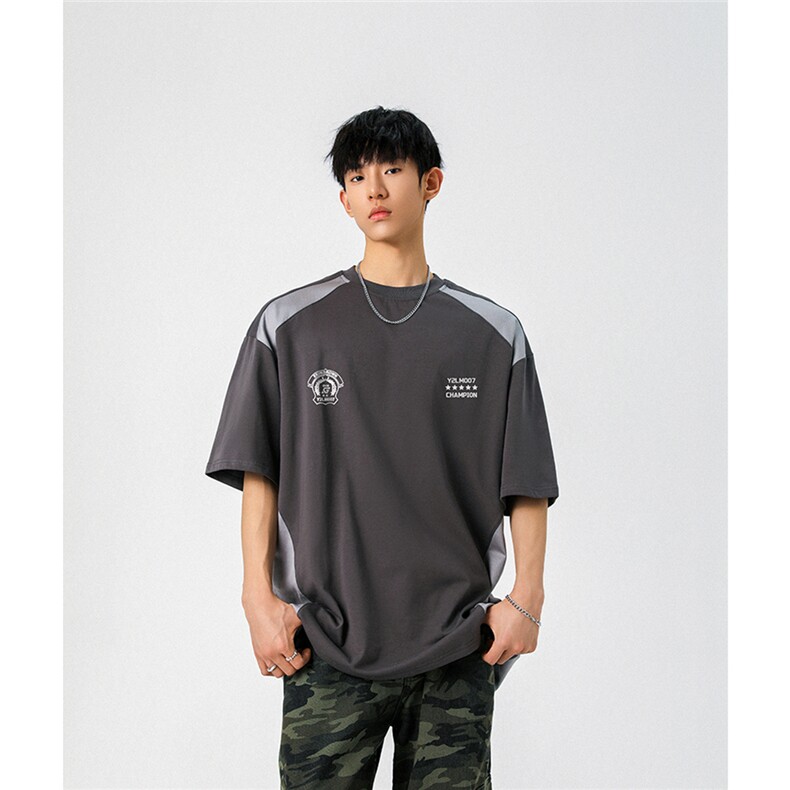 凉感双色拼接设计羽毛球球服大码M-5XL短袖T恤男DX78029P50控78,男装T恤,星座226-1