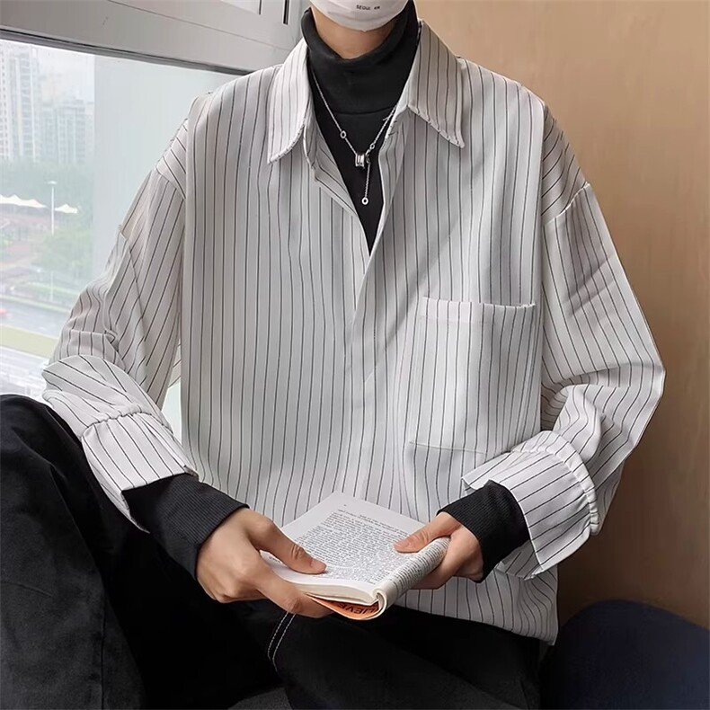 高级感长袖衬衫男士秋季夏潮牌宽松户外防晒上衣免烫薄款衬衣外套,男装防晒衣,星座506A