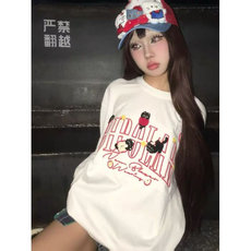 5402-P45好质量#原版压线+毛巾绣+刺绣长袖T恤，女装T恤，星座617A-2