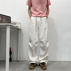美式高街星星满印伞兵裤夏季褶皱速干工装裤宽松阔腿N8031-P38，男装工装外套，星座308B-2