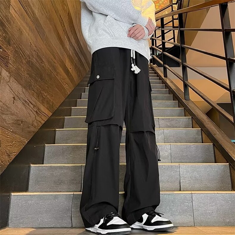 美式机能冲锋裤男潮牌宽松阔腿工装裤高街直筒休闲长MK6730-P38,男装休闲裤,星座1001-1