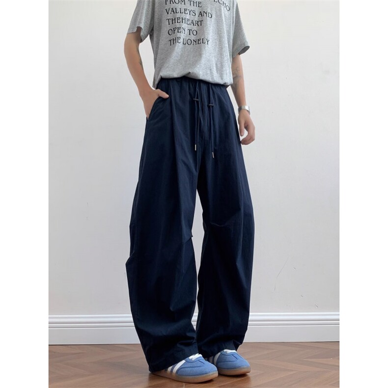美式街头潮牌简约弯刀阔腿休闲裤男宽松直筒长裤X3683-P50图片