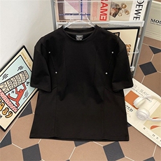 美式复古潮牌夏季解构柳钉褶皱短袖T恤休闲宽松痞帅上衣YW126P40，男装T恤，星座1013-1