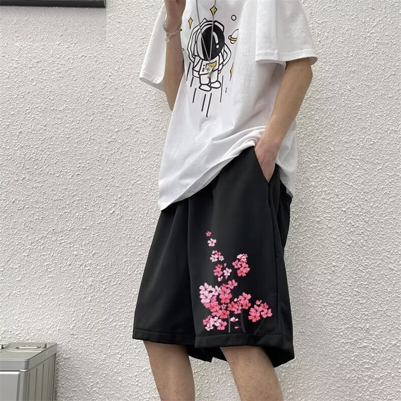 夏季新款男士韩版宽松纯色冰丝透气休闲运动松紧五分裤潮情侣短裤,男装牛仔裤,星座1013