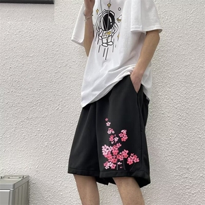 夏季新款男士韩版宽松纯色冰丝透气休闲运动松紧五分裤潮情侣短裤图片