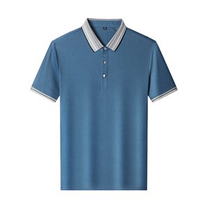 夏季新款短袖T恤男薄上衣中年男士商务休闲纯色体恤POLO衫图片