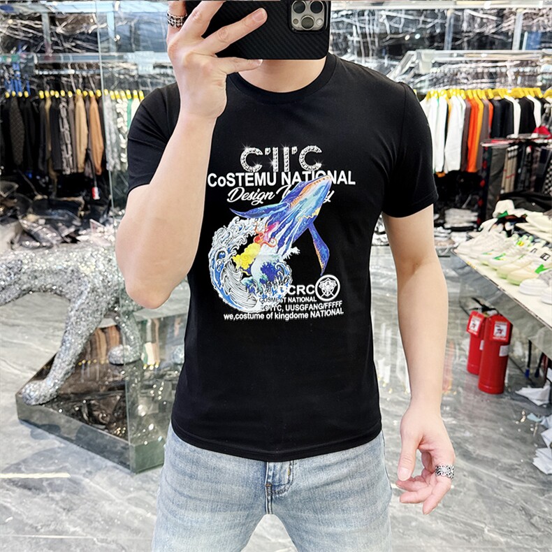 新款品质高端精品欧货夏季男T恤短袖潮流抖音A227B-A-737-P48图片
