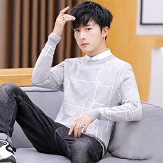 家乐6778秋季新款男士假两件毛衣男韩版修身休闲衬衫领针织衫，男装针织衫/毛衣，电商D310（原电商305）