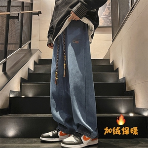 23冬季加绒加厚印花宽松直筒牛仔裤 N360 P40 加绒P50图片