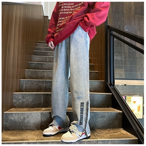 k1074-p55-控78 M-5XL 现货宽松拉链cleanfit牛仔裤马丁靴黑暗图片