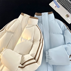 数据款！短款加厚棉服冬季拼色条纹情侣立领棉衣CM98912-P85特，男装棉衣，星座815A