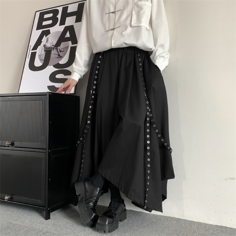 秋季日系暗黑山本耀司宽松阔腿裙裤男女加肥加大休闲西裤裙裤裙子,男装西裤,星座909