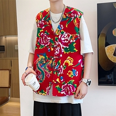 MJ02男女休闲大码盘扣风马甲外套情侣装结婚喜庆团队服新中式，女装短外套，星座115A(原星座507）