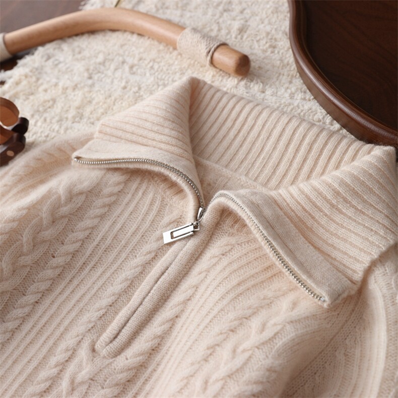 新款百搭加厚绞花半拉链，童装儿童羊毛衫，联起羊绒