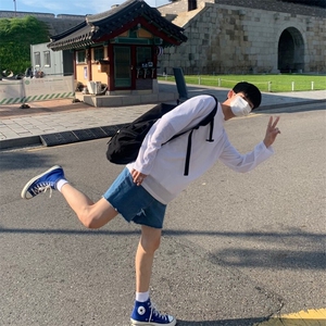 816B-CT1053-P35 男女韩纯色卫衣打底百搭情侣休闲宽松棉图片