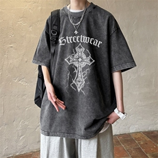 ！2024夏季新款男士水洗短袖T恤潮牌雪花半袖XT106P35，男装T恤，电商B220