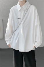 CS1153-特P40控78秋季新款垂感佳新中式衬衫宽松衬衣大码男，男装衬衫，电商A059