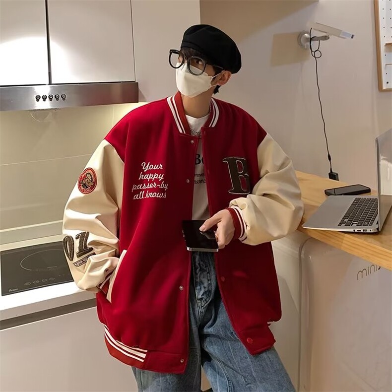 2025棒球服男秋季美式复古痞帅外套港风ins潮牌宽松百搭情侣夹克,男装夹克,星座1210-1