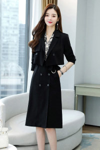 职业套装女2023春秋新款时尚气质女神范收腰短款西装连衣裙两件套,女装套装/套裙,江南富贵女