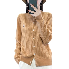 复古麻花撞色假两件针织开衫女短外套毛衣2024冬季高级感上衣外搭，女装羊毛衫，端硕羊绒